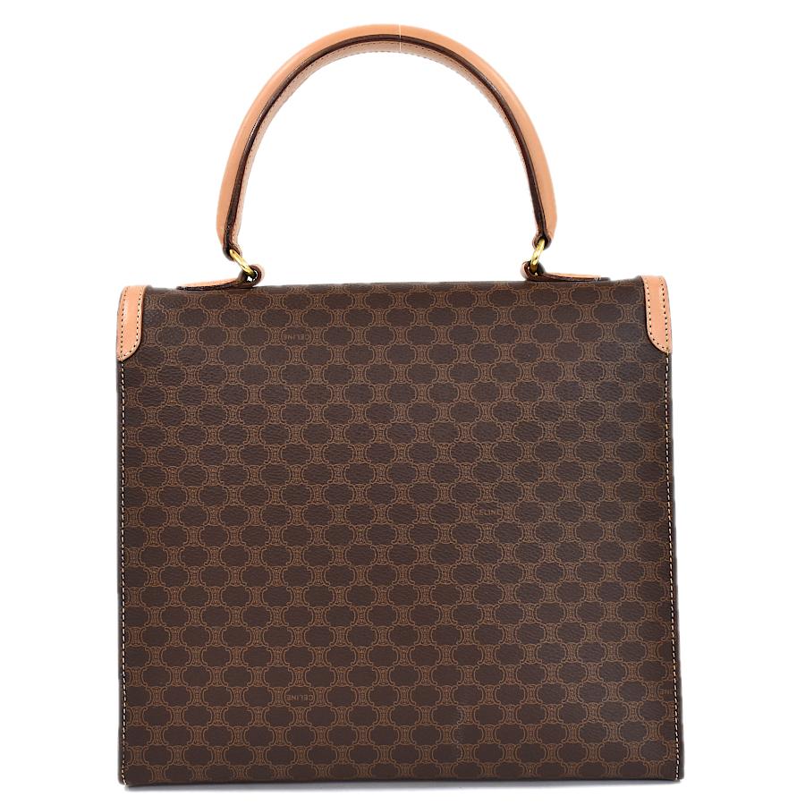 CELINE セリーヌ ハンドバッグ マカダム PVC レザー ブラウン ゴールド 