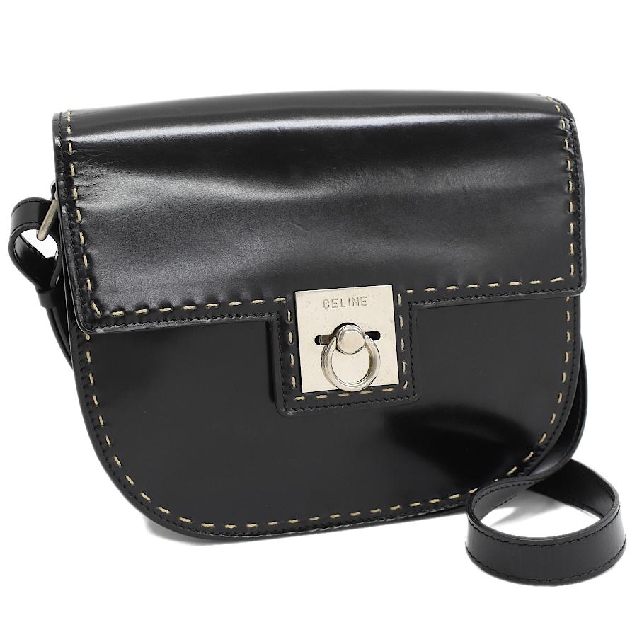 CELINE（セリーヌ） クロスボディ ショルダーバッグ レザー ブラック