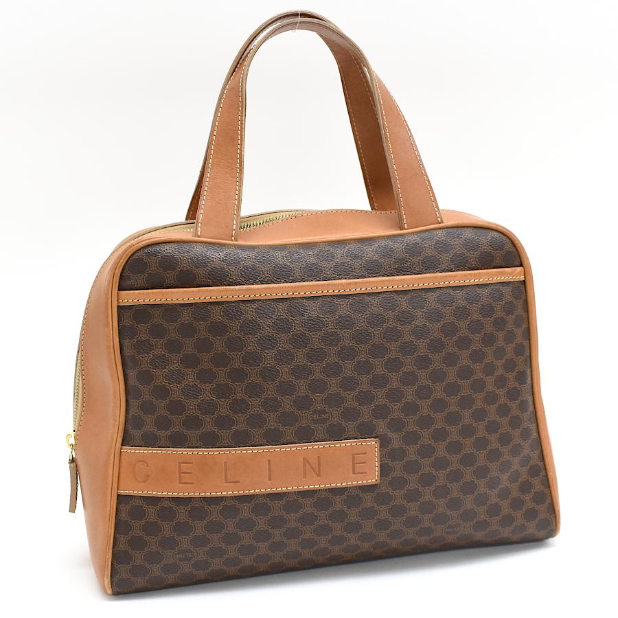 CELINE セリーヌ トート ハンドバッグ マカダム PVC レザー ブラウン