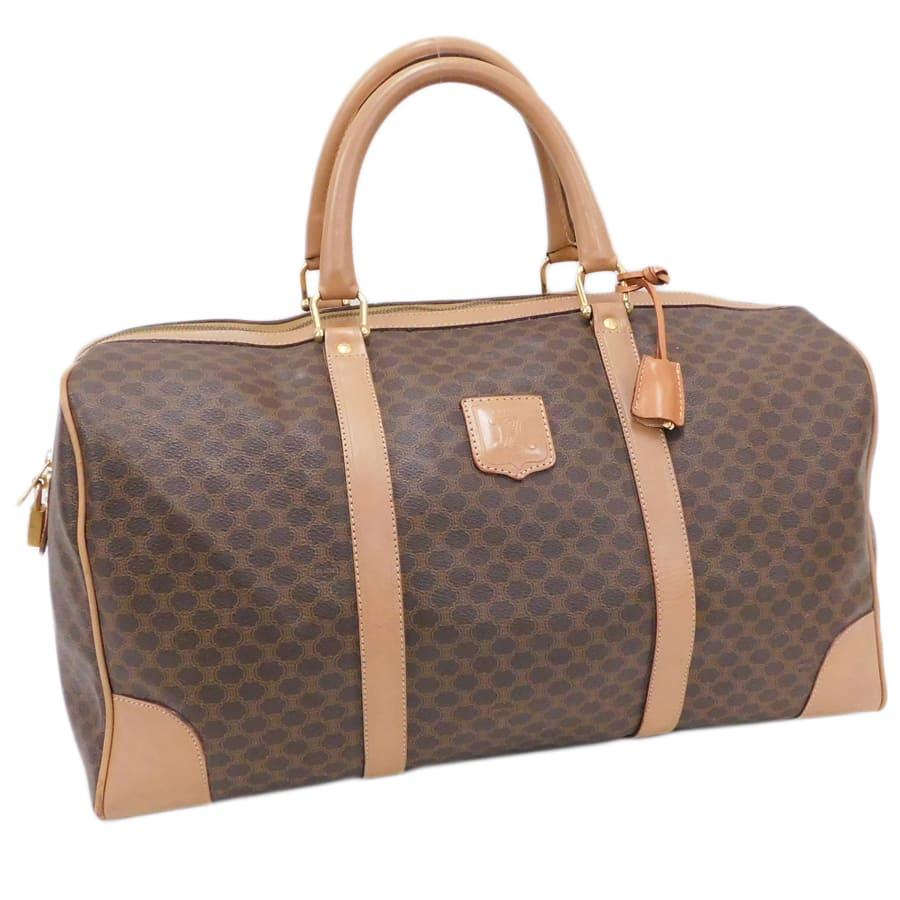 美品 セリーヌ ボストンバッグ ハンドバッグ マカダム PVC レザー ブラウン CELINE（セリーヌ） ボストンバッグ ブラウン系 PVCレザー×レザー