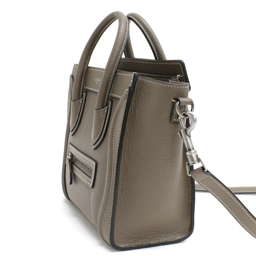 美品✨CELINE ラゲージ ナノ 2way ハンドバッグ グレージュ CELINE - セリーヌ ラゲージ ナノ レザー 2way ハンドバッグ