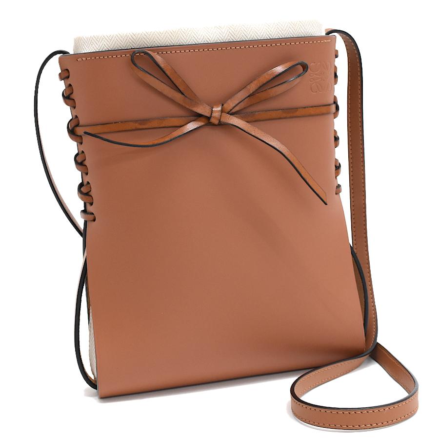 ロエベ ショルダーバッグ イケバナ レザー ブラウン アナグラム LOEWE 