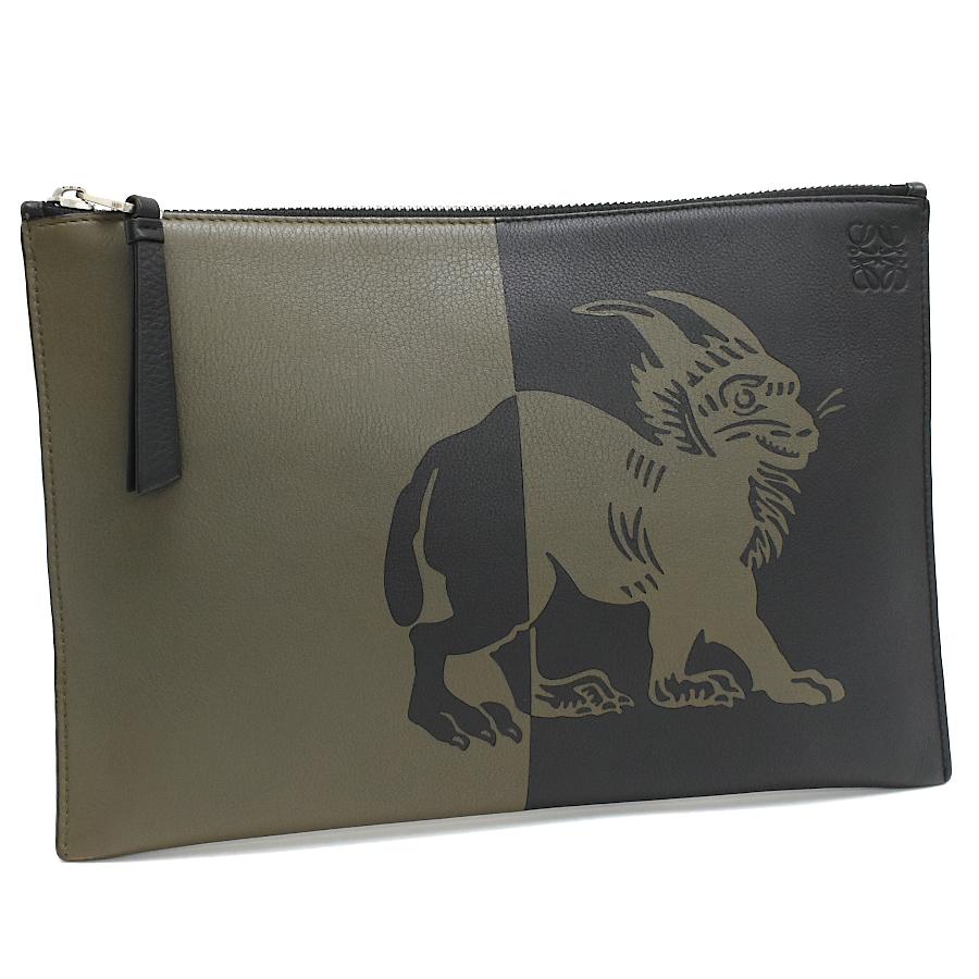 限定値引】【ランクSA】LOEWE ロエベ クラッチバッグ ヒョウ柄 限定値