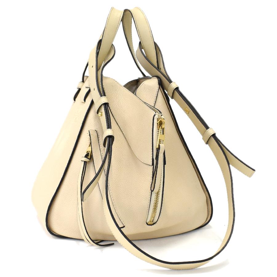 ロエベ ハンモック スモール 2way ハンドバッグ ショルダーバッグ レザー クリーム ゴールド金具 LOEWE