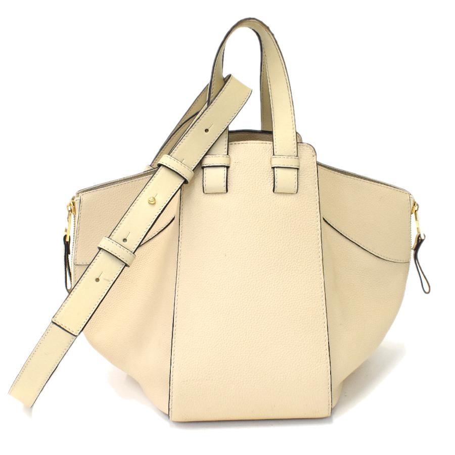 ロエベ ハンモック スモール 2way ハンドバッグ ショルダーバッグ レザー クリーム ゴールド金具 LOEWE