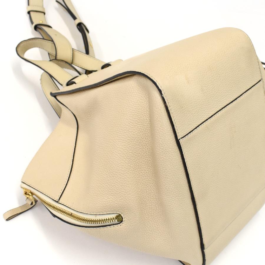 ロエベ ハンモック スモール 2way ハンドバッグ ショルダーバッグ レザー クリーム ゴールド金具 LOEWE