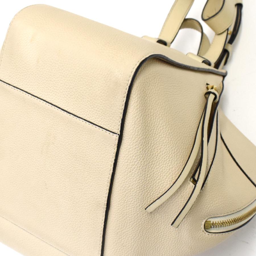 ロエベ ハンモック スモール 2way ハンドバッグ ショルダーバッグ レザー クリーム ゴールド金具 LOEWE