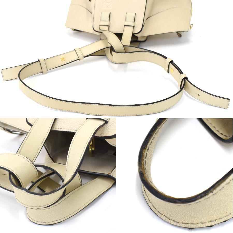 ロエベ ハンモック スモール 2way ハンドバッグ ショルダーバッグ レザー クリーム ゴールド金具 LOEWE