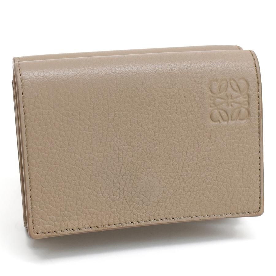 LOEWE ベージュ 三つ折り財布 アナグラム トライフォールド ウォレット LOEWE（ロエベ） トライフォールド コンパクトウォレット 三つ折り財布