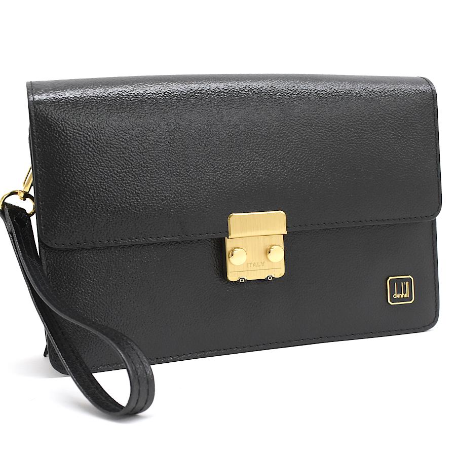美品 dunhill ダンヒル セカンドバッグ クラッチバッグ ゴールド 金具 dunhill（ダンヒル） セカンドバッグ クラッチバッグ レザー ブラック