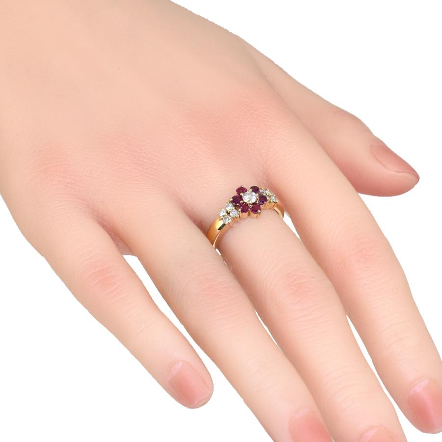 フラワー 花 リング 指輪 K18イエローゴールド ダイヤモンド 0.41ct 15 