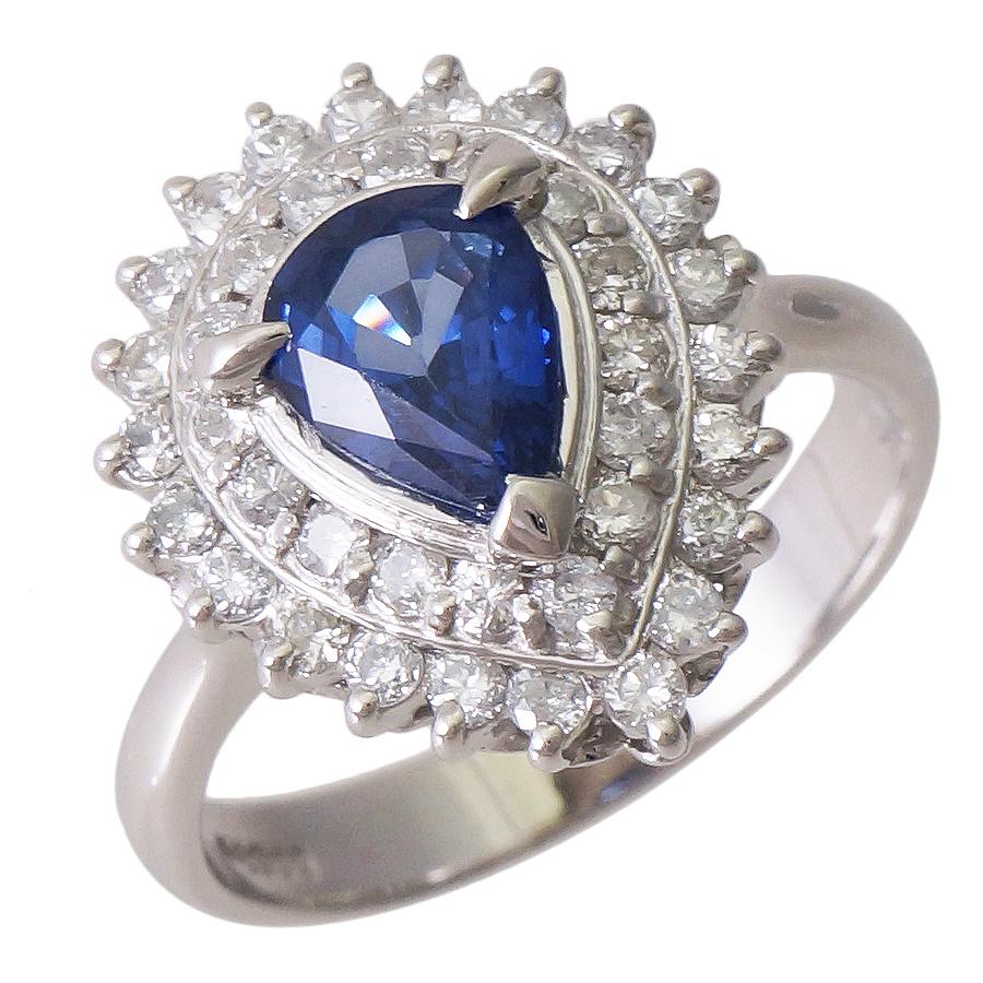 リング プラチナ900 サファイア 0.45ct ダイヤモンド 0.77ct 4.9g 7.5 