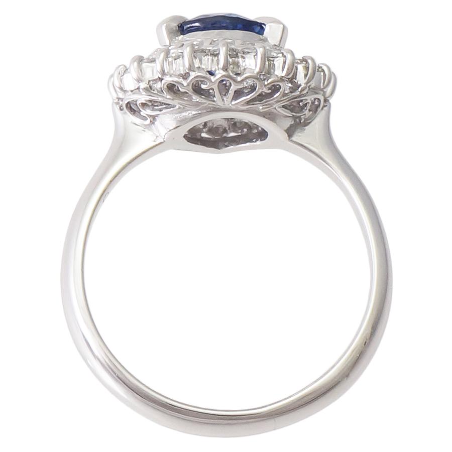 リング プラチナ900 サファイア 0.45ct ダイヤモンド 0.77ct 4.9g 7.5 
