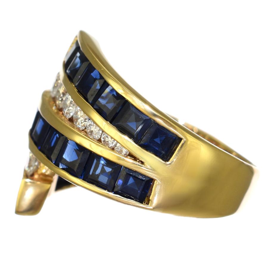 K18 サファイア0.68ct リング 新品同様 リング 指輪 K18イエローゴールド ダイヤモンド 0.68ct