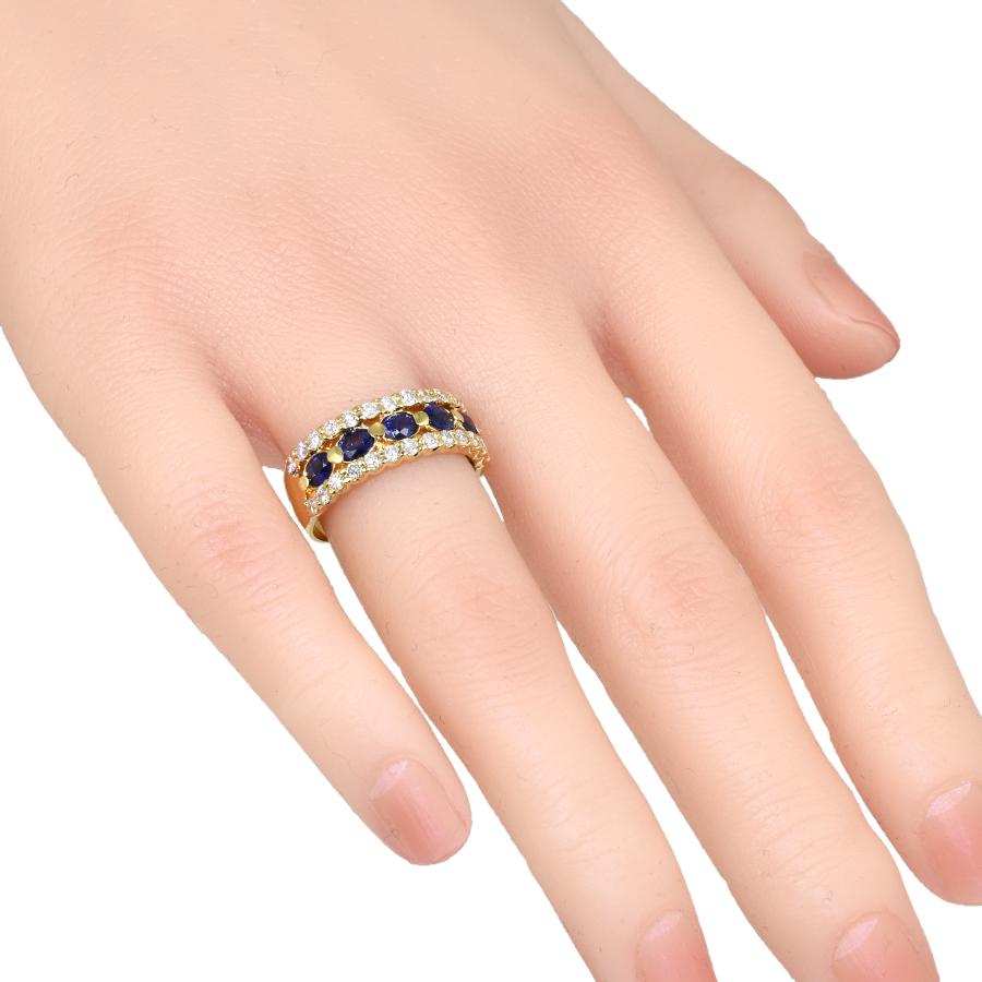 新品同様 リング 指輪 K18イエローゴールド サファイア 1.25ct 