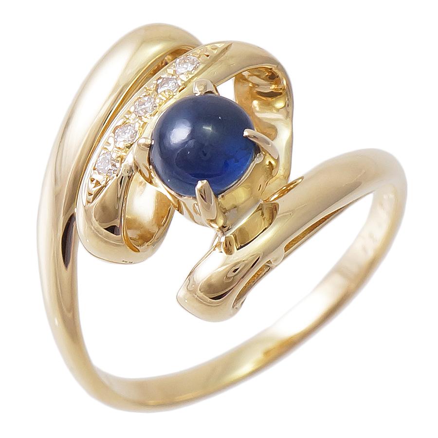 リング K18イエローゴールド サファイア 0.80ct ダイヤモンド 0.05ct 