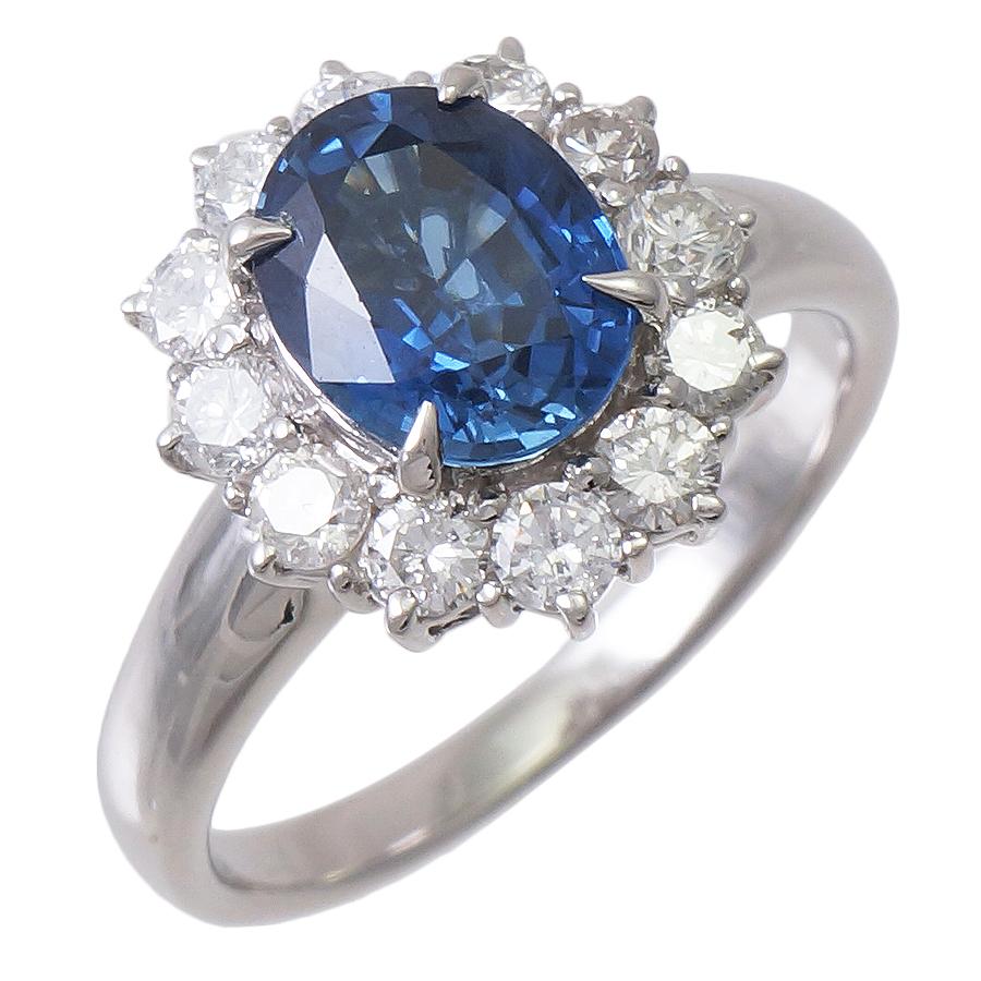リング プラチナ900 サファイア 1.88ct ダイヤモンド 0.64ct 11号 5.9g 