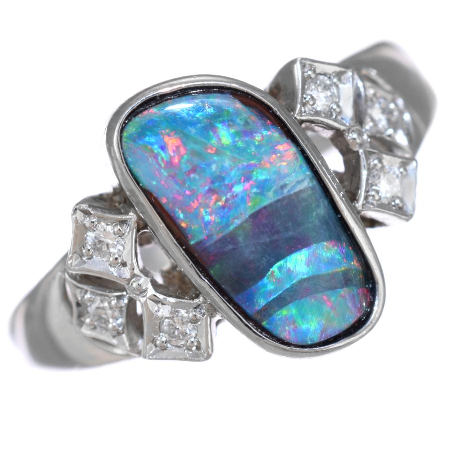 15号 リング 指輪 プラチナ900 オパール 2.28ct ダイヤモンド 0.09ct 