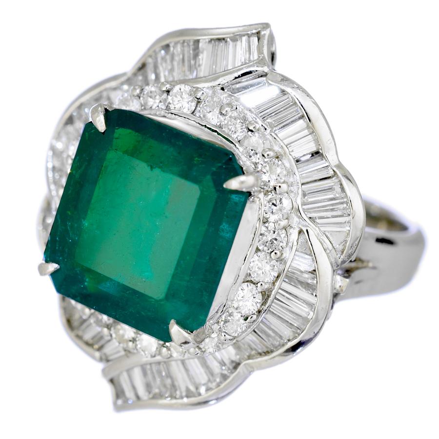 リング 指輪 プラチナ Pt900 エメラルド 4.52ct ダイヤモンド 1.50ct 