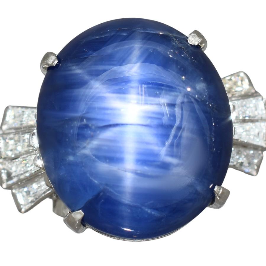 新品同様 リング Pt850 スターサファイア カボションカット  