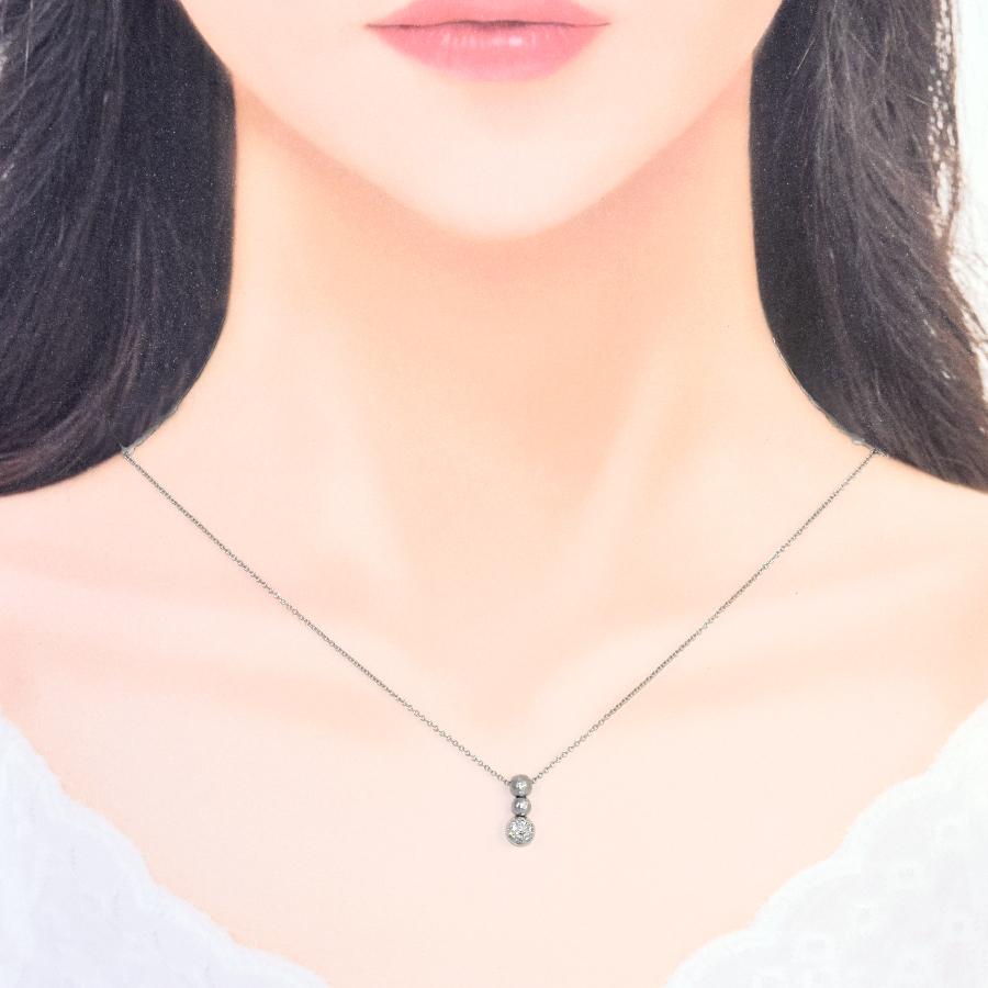 新品同様 ペンダント ネックレス K18ホワイトゴールド ダイヤモンド 