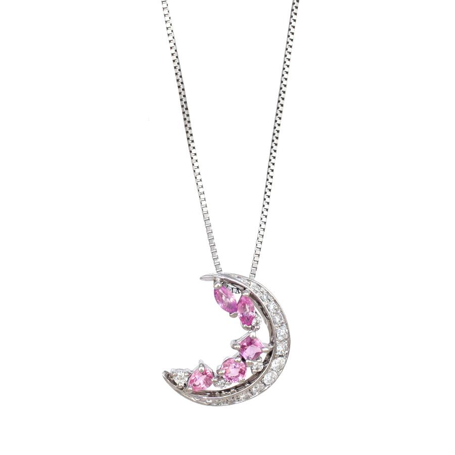 K18 天然ピンク珊瑚 ペンダントネックレス 1.50ct ダイヤモンド入り 