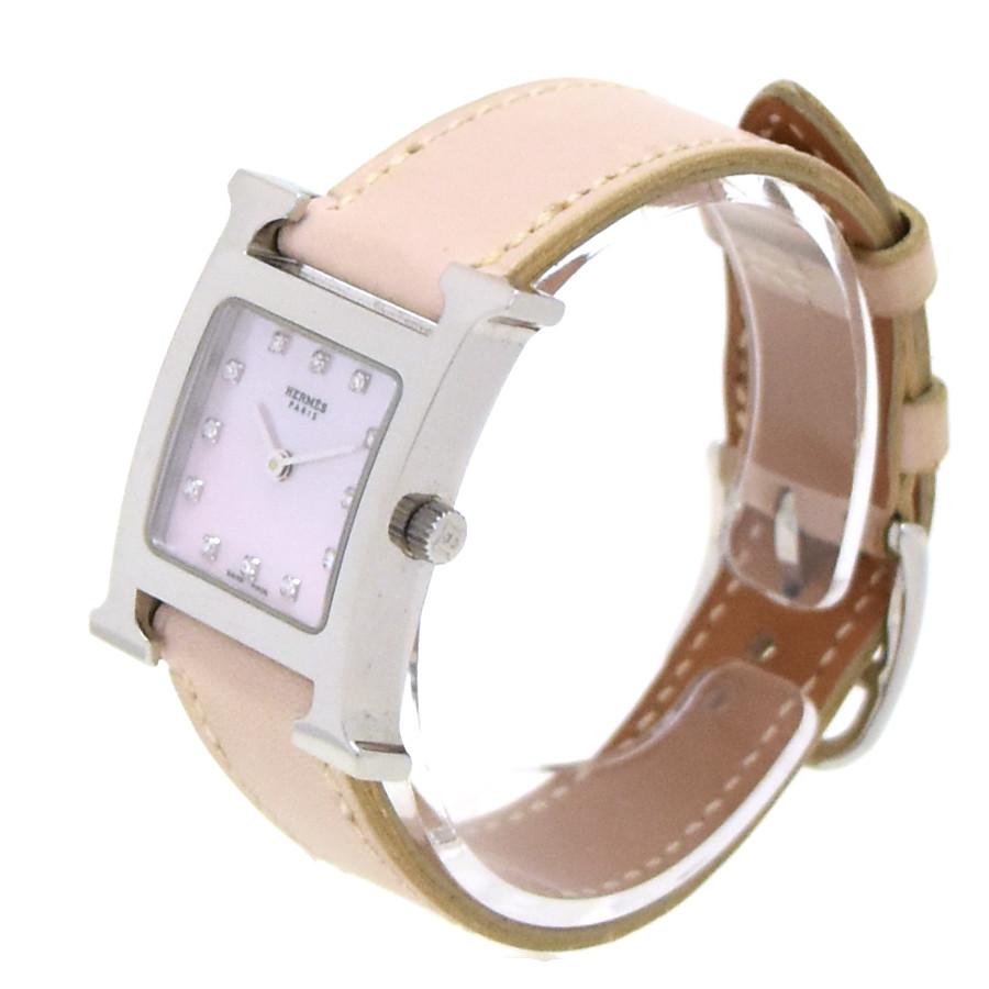 エルメス 腕時計 Hウオッチ 12P ダイヤモンド HH1.210 SS×レザー  