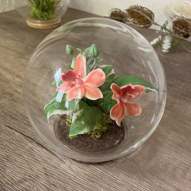 ボトルフラワー ガラスドーム 造花 花 インテリア 洗面所 受付