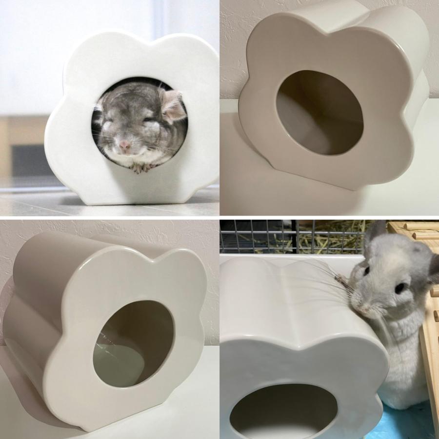 紫、パープル、花型のチラ壺、陶器製、小動物ハウス、国内製（岐阜）、チラツボ チラツボ、チラ壺、陶器製、花型、国産、小動物ハウス : meliaroko