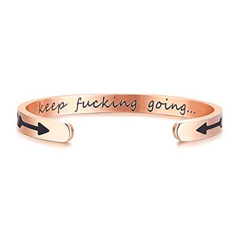 Rockyu ブレスレット レディース ピンクゴールド オープン形 フリー形バングル ステンレス 刻印風 恋人 友達 人気 おしゃれ プレゼ Botczothof Www Familyontour De