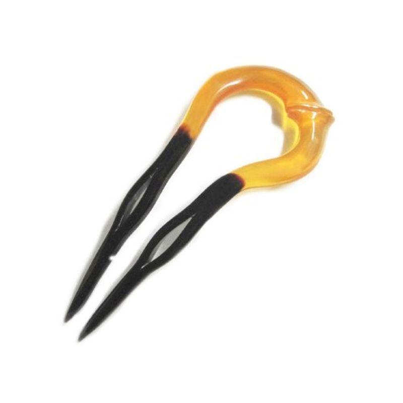 本べっ甲 かんざし 飴色の本鼈甲 桐箱入 ヘア Meliashop アクセサリー 二本挿し