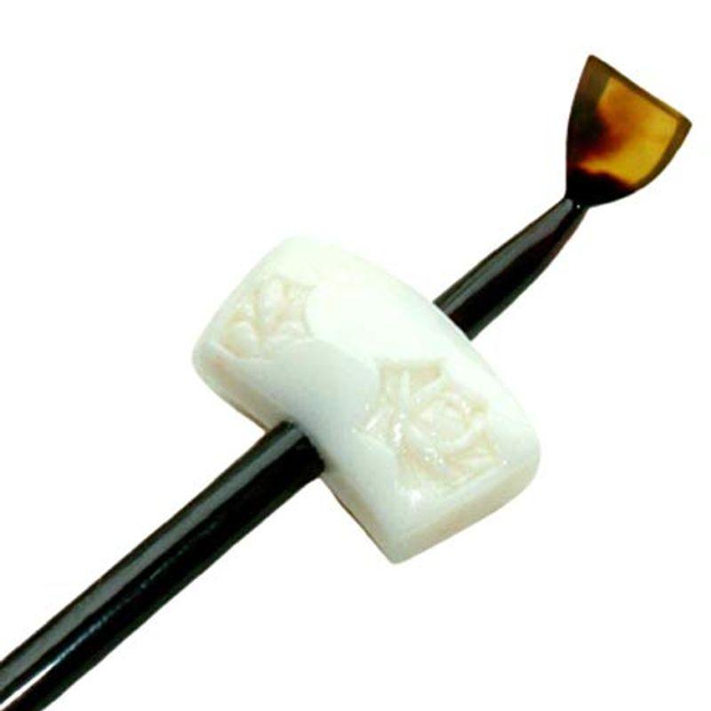 本べっ甲 かんざし 一本挿し 白珊瑚に 薔薇彫り 簪 ヘア アクセサリー フォーマルな髪型に