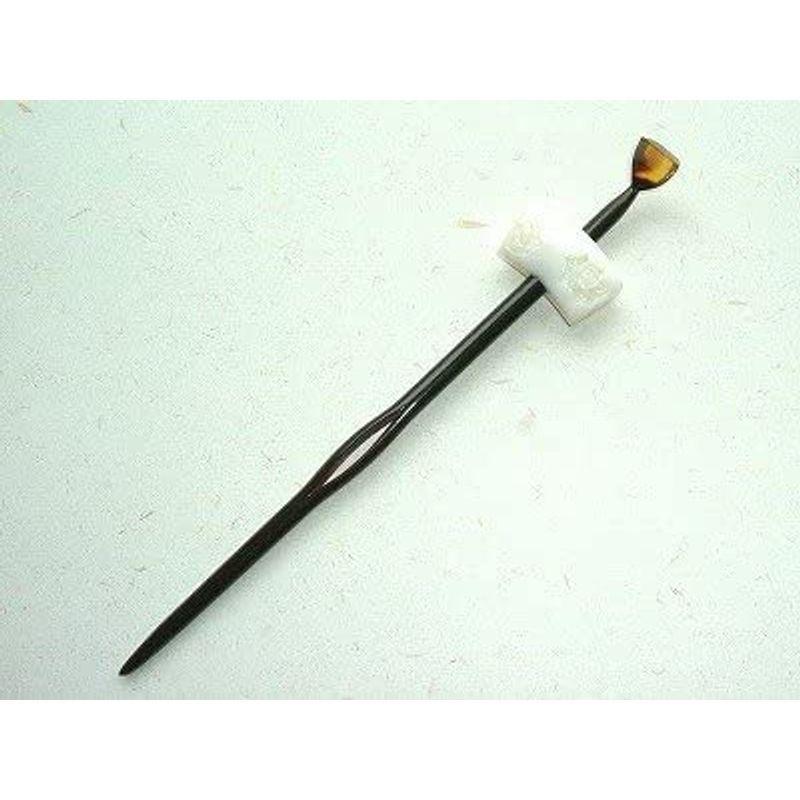 【新品 未使用 日本製】 本べっ甲 かんざし 一本挿し 白珊瑚に 薔薇彫り 簪 ヘア アクセサリー フォーマルな髪型に 【I2285599667】(12519円)