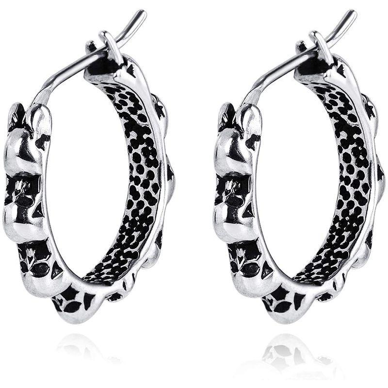 大特価 Rockyu ヒップホップ カッコいい 両耳用 フープピアス スカル 髑髏 ドクロ チタンピアス ブランド シルバー リング メンズ ピアス ピアス Www Accesscodeschool Fr