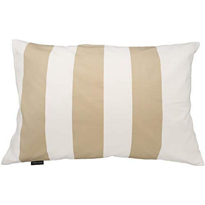 CAMEL PALMS 日本製 綿100％ ピローケース 枕カバー 35×50cm ファスナー式 ワイドストライプ柄 クリーミーココア