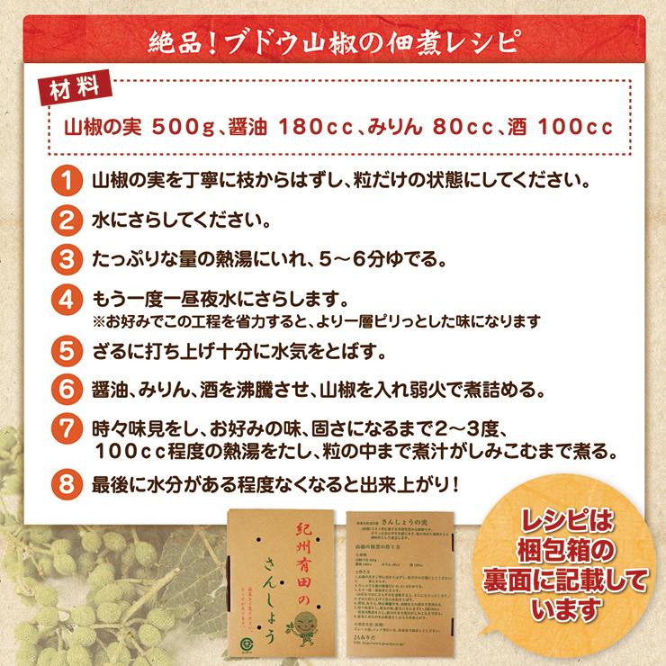 冷凍 山椒 山椒の実 紀州和歌山 特産 産地直送 ぶどう山椒 500g 実
