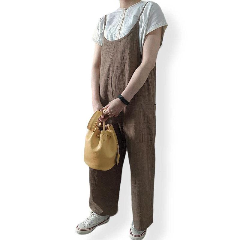 オールインワン サロペット 9分丈 綿麻 レディースファッション おしゃれ かわいい 韓国ファッション 直輸入｜melina-store｜02