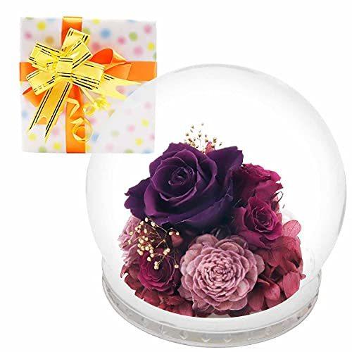 セール ドーム プリザーブドフラワー ガラスドーム アメジスト 2月 誕生日石シリーズ アレンジ プリザーブド バラ ローズ 長財布 Garces Org