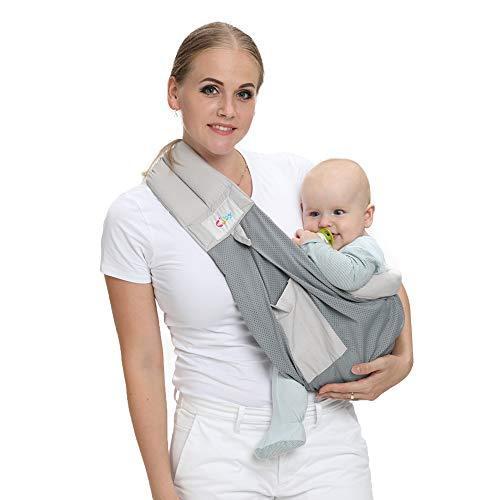 Cuby ベビースリング 新生児 ベビーキャリア 抱っこひも おんぶ メッシュ 通気 抜群 グレー