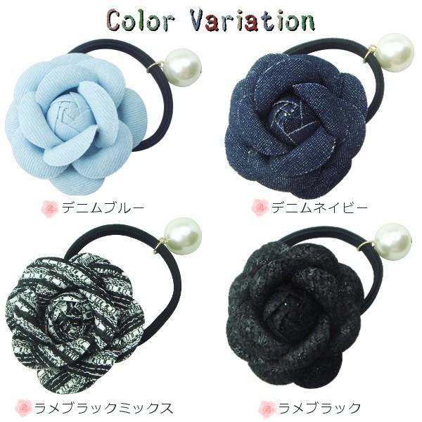 秋デザイン バラの花びら入り グレー肉球ヘアゴム