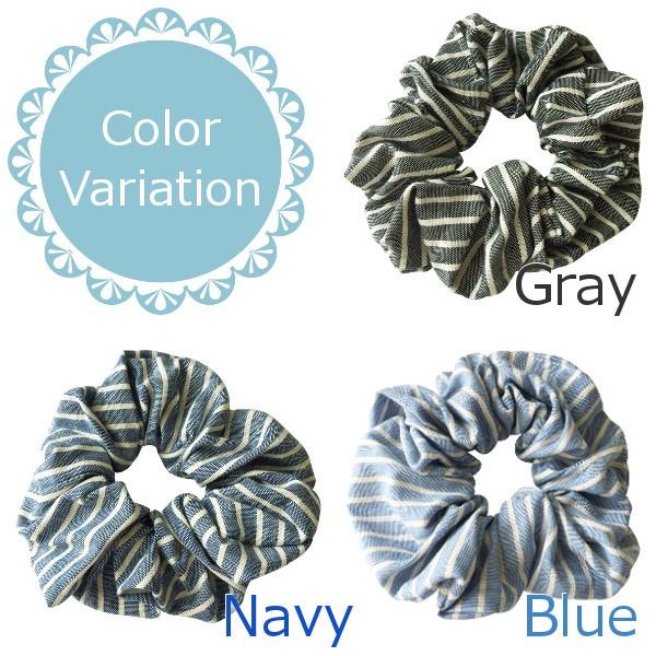 シュシュ ナチュラル素材のボーダーシュシュ ストライプ ボーダー