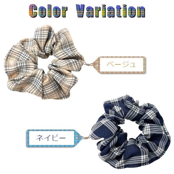 専用❤︎ベーシックチェック×ネイビーグリーン❤︎チャーム付きシュシュ REAL AKIBA BOYZ】チャーム付きチェック柄シュシュ マロン