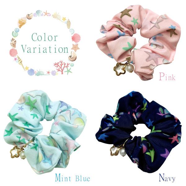 専用❤︎エメラルドグリーン×ベルト柄❤︎チャーム付きシュシュ 【公式