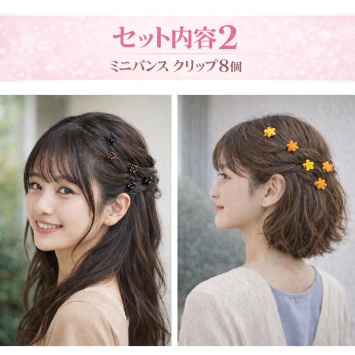 10個セット】ヘアクリップ 10個セット バンスクリップ ミニ 黒 ライン