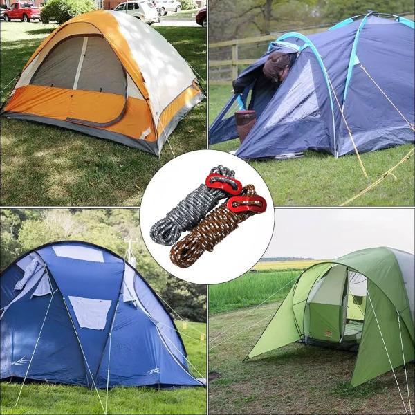 テントロープ 10本セット トリプル反射材入り 径 4mm 長さ 4m 自在金具