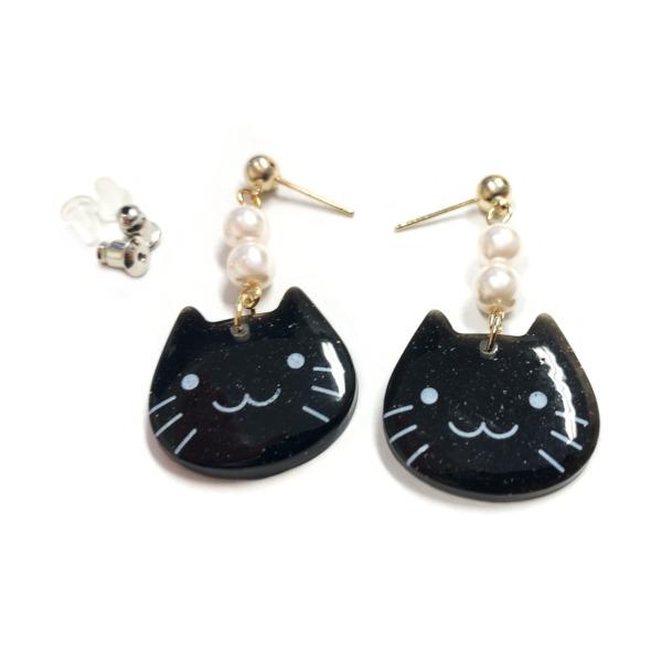 ピアス 揺れる黒猫ピアス アクセサリー レディース ねこ ネコ 猫