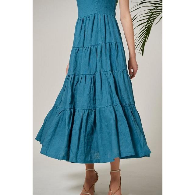 Estella.K エステラケー のリネンレースアップドレスLulani Dress -BLU  