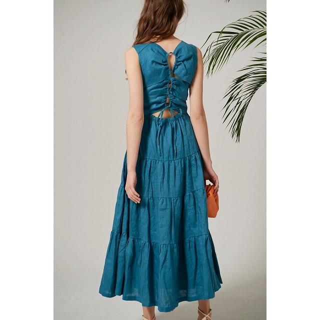 Estella.K エステラケー のリネンレースアップドレスLulani Dress -BLU  