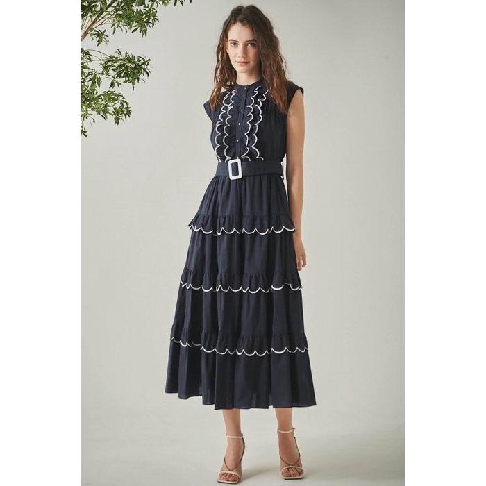 Estella.K エステラケー のバイカラースカラップドレス Bonnie Scallop 