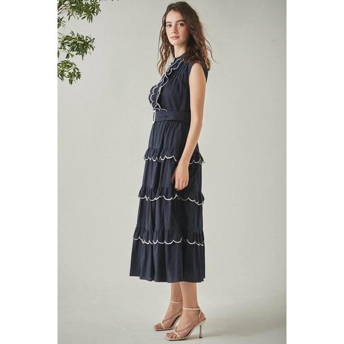 Estella.K エステラケー のバイカラースカラップドレス Bonnie Scallop 